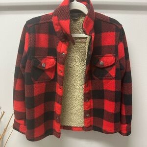 Eddie Bauer Red and Black Plaid Kids jacket size 6/7